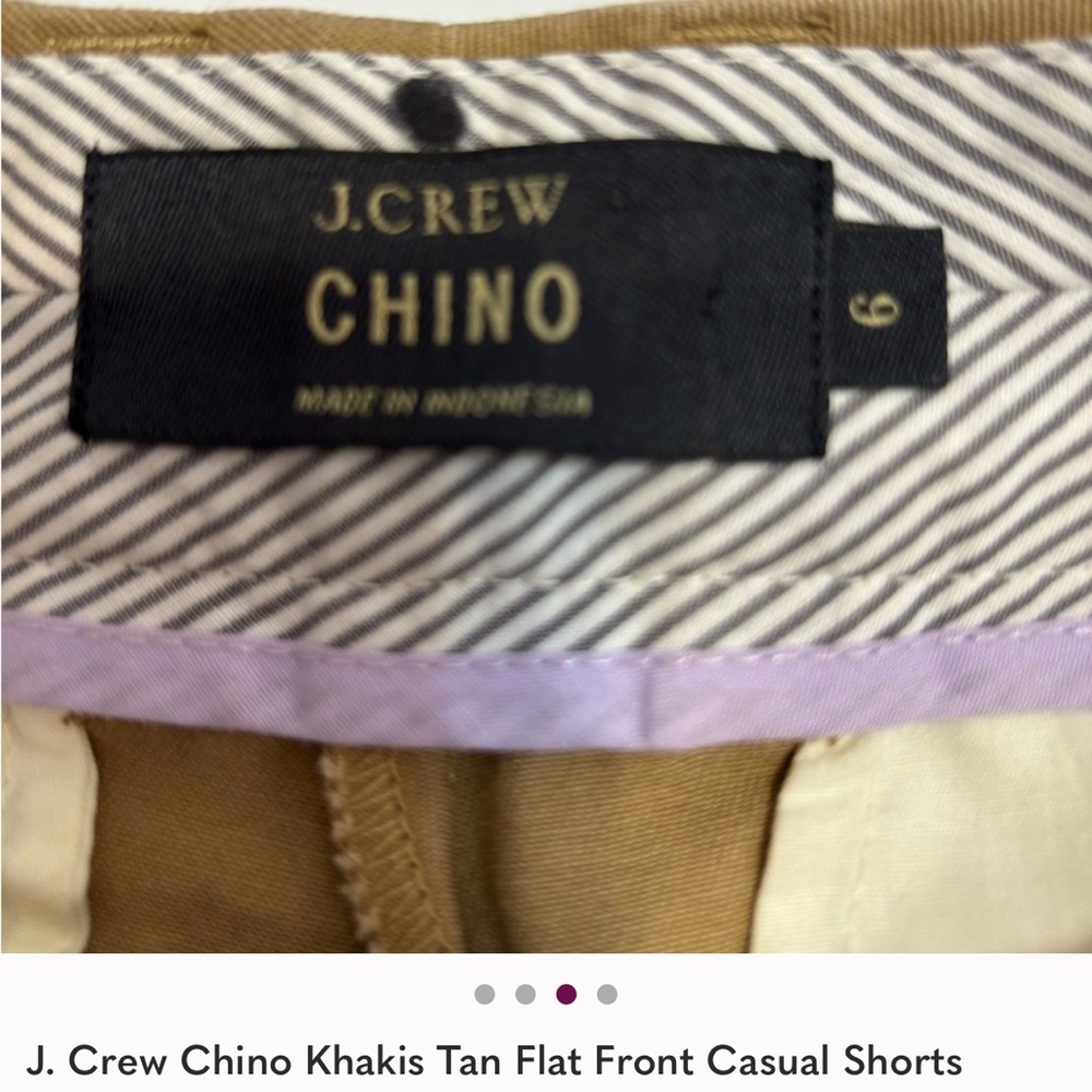 J. Crew Chino Khakis Tan Flat Front Casual Shorts Women’s Size 6